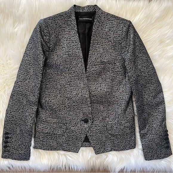 Zadig & Voltaire Vegas Pixel Deluxe Silver Jacket - Picture 5 of 16